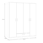 Openable four-leaf wardrobe Generiale melamine white with 3 grey shelves 177.5x54.2x210.5cm - Слика 5