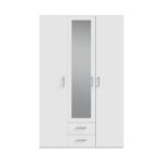 Jakrine melamine three-leaf wardrobe melamine with mirror in white with 3 grey shelves 133.2x54.2x210.5cm - Image 3