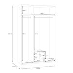 Jakrine melamine three-leaf wardrobe melamine with mirror in white with 3 grey shelves 133.2x54.2x210.5cm - Image 6