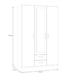Jakrine melamine three-leaf wardrobe melamine with mirror in oak with 3 grey shelves 133.2x54.2x210.5cm - Image 5
