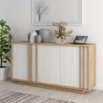 Chesto melamine buffet in white and oak color 169.2x42x87cm - Слика 2