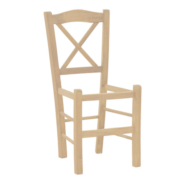 Coffee shop chair Crossed unpainted wood 42x40x89cm