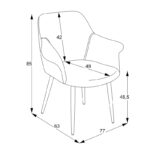 Armchair Parsow ecru color fabric-black metal leg 77x63x85cm - Image 6