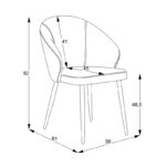 Armchair Patya light grey fabric- black metal leg 56x61x82cm - Image 6