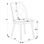 Chair Vika ecru fabric-black metal leg 48x58x90cm - Image 6