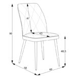 Chair Vika grey-blue fabric-black metal leg 48x58x90cm - Слика 6