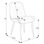 Chair Versa  grey-blue fabric-black metal leg 54x63.5x84cm - Image 6