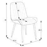 Chair Versa  anthracite fabric-black metal leg 54x63.5x84cm - Слика 6