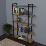 Bookcase Reson oa melaminek-black metal 120x34x180cm - Слика 2