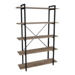 Полица за книги Reson oa меламинек - црн метал 120x34x180 см