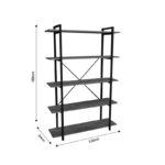 Bookcase Reson oa melaminek-black metal 120x34x180cm - Слика 4