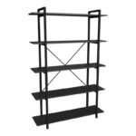 Bookcase Reson anthracitemelamine-black metal 120x34x180cm