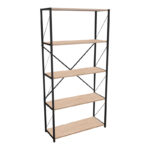 Полица за книги Тикилмо даб мелами-црн метал 88x34x180 см