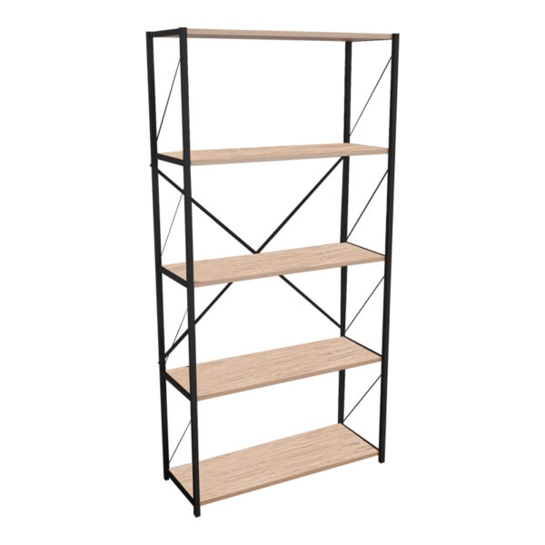 Bookcase Tikilmo oak melamie-black metal 88x34x180cm