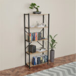 Bookcase Draizy oak melamine-black metal 63x30x150cm - Слика 2