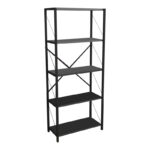 Bookcase Draizy anthracite melamine-black metal 63x30x150cm