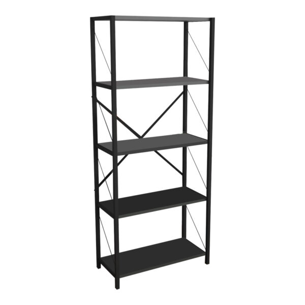 Полица за книги Draizy антрацит меламин-црн метал 63x30x150 см
