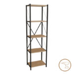 Bookcase Glase oak melamine-black metal 40x30x150cm