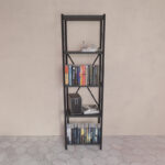 Bookcase Glase anthracite melamine-black metal 40x30x150cm - Слика 2