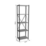 Bookcase Glase anthracite melamine-black metal 40x30x150cm - Слика 4