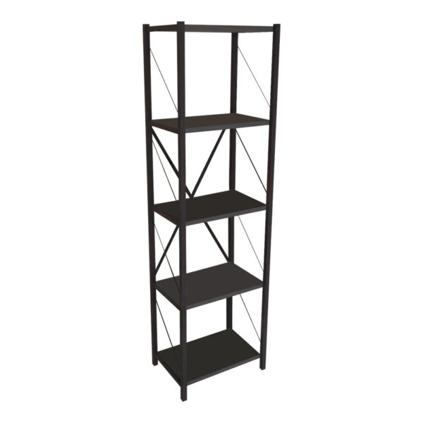 Полица за книги стаклен антрацит меламин-црн метал 40x30x150 см