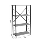 Bookcase Jackrey oak melamine-black metal 60x30x114cm - Слика 4