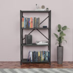 Bookcase Jackrey anthracite melamine-black metal 60x30x114cm - Слика 2