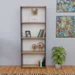 Bookcase Fren anthracite-oak-anthracite melamine 60x19.5x170cm - Слика 2