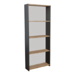 Bookcase Fren anthracite-oak-anthracite melamine 60x19.5x170cm