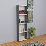Bookcase Courtnai anthracite-white melamine 40x19.5x170cm - Слика 2