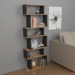 Bookcase Iolmi anthracite-oak melamine 60x19.5x160cm - Image 2
