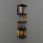 Wall shelf Zigzag oak-anthracite melamine 25x25x109cm - Image 2