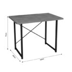 Study desk Ustando oak melamine-black metal 90x60x72cm - Слика 5