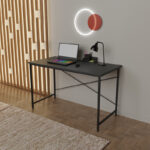 Office desk Karvem anthracite melamine-black metal 120x60x73cm - Слика 2