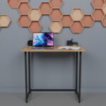 Wall office desk foldable Thox oak melamine-black metal 80x50x72cm - Слика 2