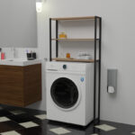 Laundry cabinet Bothy oak melamine-black melamine 70x21x150cm - Слика 2