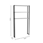 Laundry cabinet Bothy white melamine-black metal 70x21x150cm - Image 3