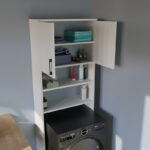 Laundry cabinet Hifro white melamine 65x27x185.5cm - Слика 2