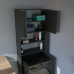 Laundry cabinet Hifro dark grey melamine 65x27x185.5cm - Слика 2