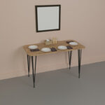 Dinning table Palkon oak melamine-black metal 120x60x73cm - Image 2