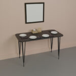 Dinning table Palkon black marble melamine-black metal 120x60x73cm - Image 2