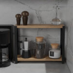 Table shelf Lerf oak melamine-black metal 48x17x40cm - Image 2