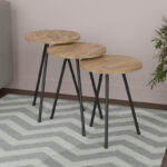 Coffee table Sebko 3 pcs set oak melamine-black metal - Слика 2