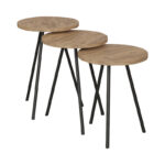 Coffee table Sebko 3 pcs set oak melamine-black metal