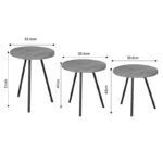 Coffee table Sebko 3 pcs set oak melamine-black metal - Слика 3