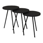 Coffee table Sebko 3 pcs set anthracite melamine-black metal