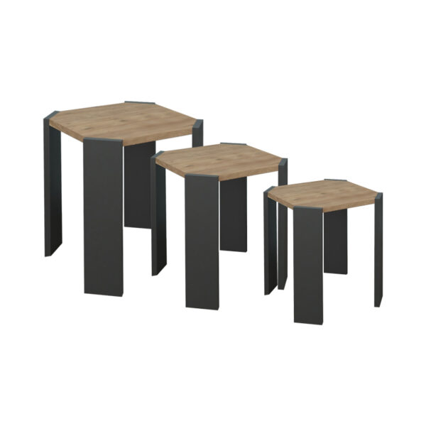 Coffee tables Baldo 3 pcs set oak-anthracite melamine
