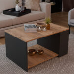 Coffee table Noil oak-anthracite melamine 90x60x48cm - Слика 2