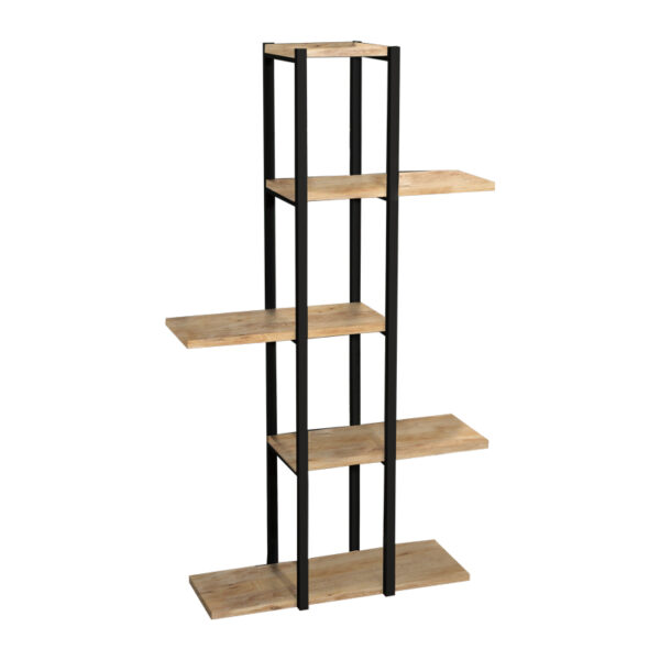 Floor shelf Ploko oak melamine-black metal 60x24.7x111cm