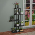 Floor shelf Ploko anthracite melamine-black metal 60x24x110cm - Слика 2